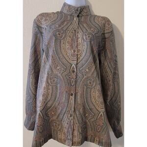VTG Jaeger Mauve Paisley Button Up Women's Blouse Shirt Size 91cm 36 in Medium